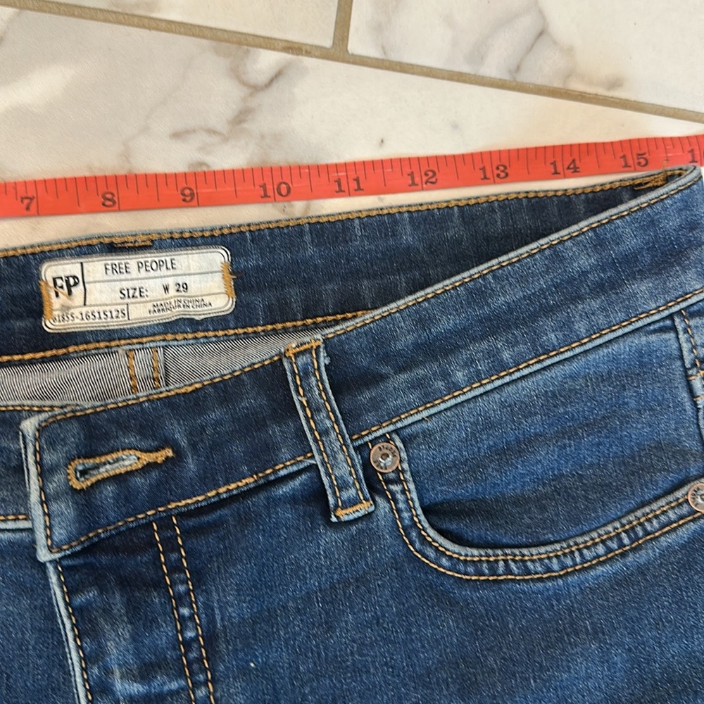Free People Blue Flare Wide Leg Jeans - Picture 3 of 4